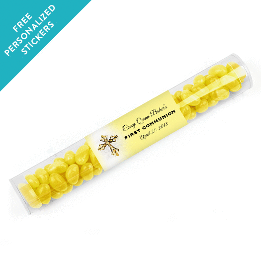 Personalized Communion Gumball Tube Gold Cross (12 Pack)