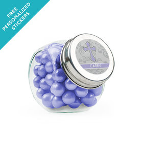 Personalized Communion Mini Side Jar Fluer Di Lis Cross (24 Pack)