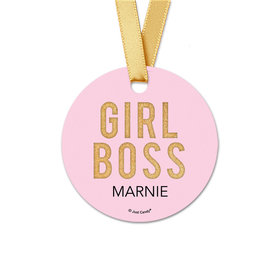Personalized Round Girl Boss Favor Gift Tags (20 Pack)