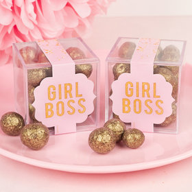 Personalized Mother's Day JUST CANDY® favor cube with Premium Sparkling Prosecco Cordials - Dark Chocolate
