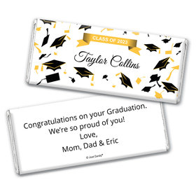Graduation Personalized Chocolate Bar Tossed Caps