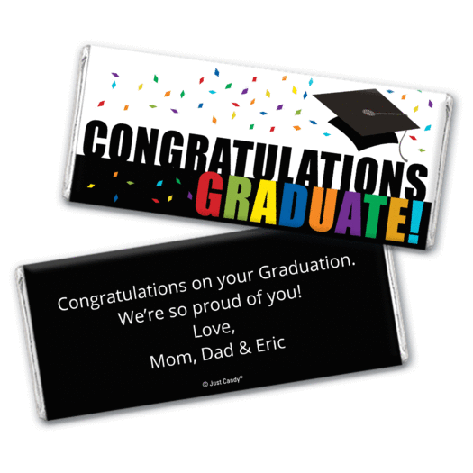 Graduation Personalized Chocolate Bar Confetti Celebration