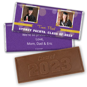 Graduation Personalized Embossed Chocolate Bar Dots Then and Now Photo