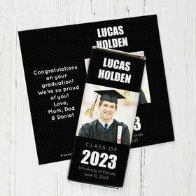 Graduation Personalized Chocolate Bar Wrappers Pinstripes Photo