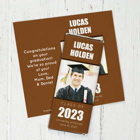 Graduation Personalized Chocolate Bar Wrappers Pinstripes Photo