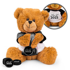 Personalized Graduation Script Class Of Teddy Bear with Chocolate Coins in XS Organza Bag