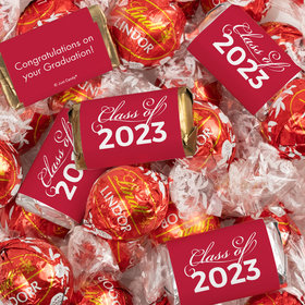 Red Graduation Chocolate Mix - Hershey's Miniatures and Lindor Truffles - 77 Pieces