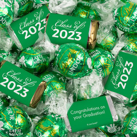 Green Graduation Chocolate Mix - Hershey's Miniatures and Lindor Truffles - 77 Pieces