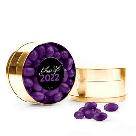 Purple Graduation Script Small Gold Plastic Tin with Just Candy Purple Jelly Beans