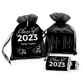 Personalized Graduation Black Class Of Hershey's Miniatures in XS Organza Bags with Gift Tag