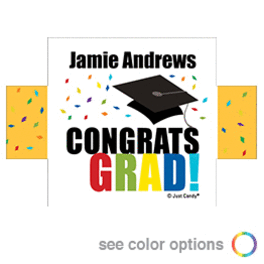 Personalized Graduation Confetti Cap Square Sticker for Trendy Trash Popcorn