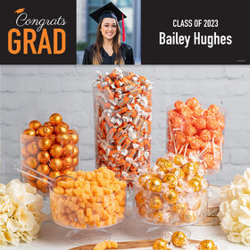 Personalized Orange Graduation Photo Candy Buffet