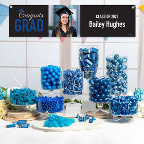 Personalized Blue Graduation Photo Deluxe Candy Buffet