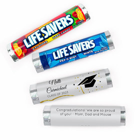Personalized Graduation Cap and Confetti Lifesavers Rolls (20 Rolls)