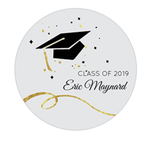 Personalized Black Graduation Cap 1.25" Sticker for Mini Side Jar
