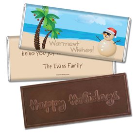 Happy Holidays Personalized Embossed Chocolate Bar Beach Wishes