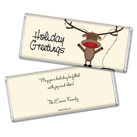 Happy Holidays Personalized Chocolate Bar Reindeer Holiday Greetings