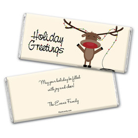 Happy Holidays Personalized Chocolate Bar Wrappers Reindeer Holiday Greetings