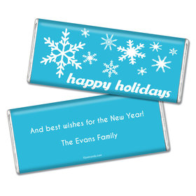Happy Holidays Personalized Chocolate Bar Holiday Snowflakes