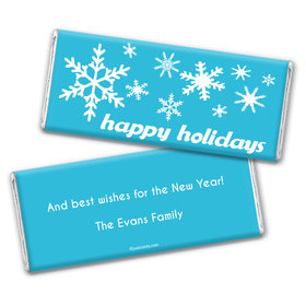 Happy Holidays Personalized Chocolate Bar Wrappers Holiday Snowflakes