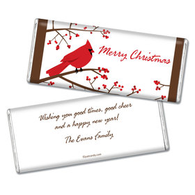 Happy Holidays Personalized Chocolate Bar Red Cardinal