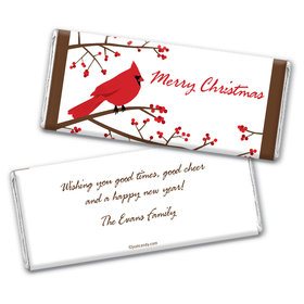 Happy Holidays Personalized Chocolate Bar Wrappers Red Cardinal