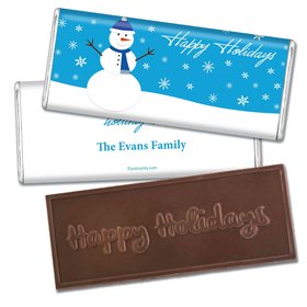 Happy Holidays Personalized Embossed Chocolate Bar Happy Holidays Snowman