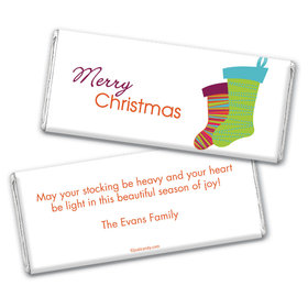 Christmas Personalized Chocolate Bar Wrappers Merry Christmas Stockings