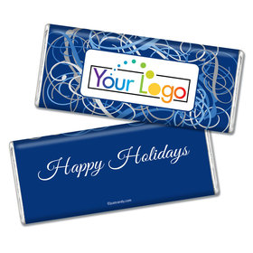 Happy Holidays Personalized Chocolate Bar Winter Scrolls with Business Logo