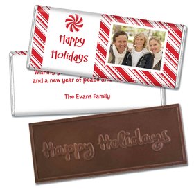 Christmas Personalized Embossed Chocolate Bar Peppermint Candy Photo