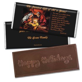 Christmas Personalized Embossed Chocolate Bar Sweetest Gift is Jesus Christmas Birth