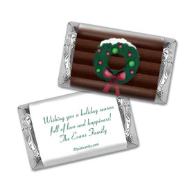 Happy Holidays Personalized Hershey's Miniatures Wrappers Log Cabin Holiday Home