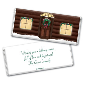 Happy Holidays Personalized Chocolate Bar Wrappers Log Cabin Holiday Home