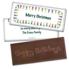 Christmas Personalized Embossed Chocolate Bar Multi Colored Christmas Lights