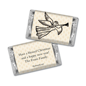 Christmas Personalized Hershey's Miniatures Wrappers Angels Trumpet Peace and Joy