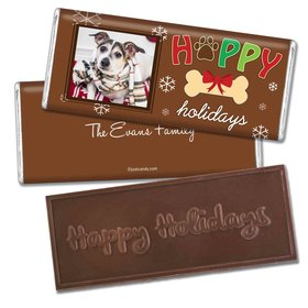 Christmas Personalized Embossed Chocolate Bar Puppy Photo Happy Howlidays
