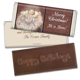 Christmas Personalized Embossed Chocolate Bar Away in a Manger