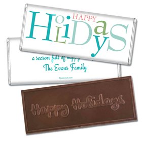 Happy Holidays Personalized Embossed Chocolate Bar Multicolor Happy Holidays