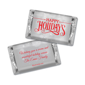 Happy Holidays Personalized Hershey's Miniatures Wrappers Happy Holidays Snowy Scroll