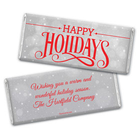 Happy Holidays Personalized Chocolate Bar Wrappers Happy Holidays Snowy Scroll