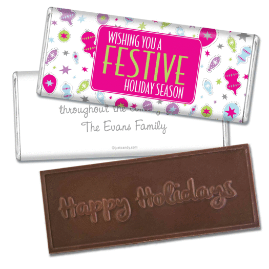 Happy Holidays Personalized Embossed Chocolate Bar Festive Season