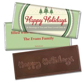 Happy Holidays Personalized Embossed Chocolate Bar Three Trees Happy Holidays