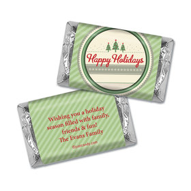 Happy Holidays Personalized Hershey's Miniatures Wrappers Three Trees Happy Holidays