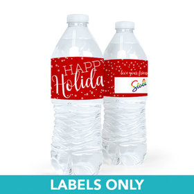 Personalized Christmas Simply Holiday Water Bottle Sticker Labels (5 Labels)