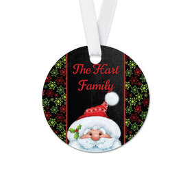 Personalized Round Christmas Chalkboard Santa Favor Gift Tags (20 Pack)