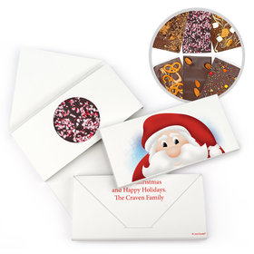 Personalized Christmas Peeking Santa Gourmet Infused Belgian Chocolate Bars (3.5oz)
