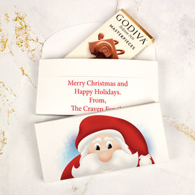 Deluxe Personalized Christmas Peeking Santa Godiva Chocolate Bar in Gift Box
