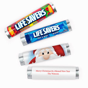 Personalized Christmas Peeking Santa Lifesavers Rolls (20 Rolls)