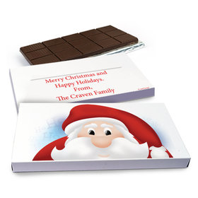 Deluxe Personalized Christmas Peeking Santa Chocolate Bar in Gift Box (3oz Bar)