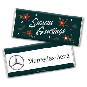 Personalized Christmas Add Your Logo Pointsettia Seasons Greetings Chocolate Bar & Wrapper